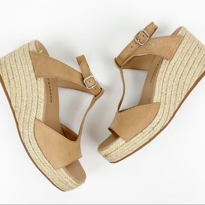 LUCKY BRAND Valki Tab Cream T-Strap Platform Espadrille Sandals Size 7.5
